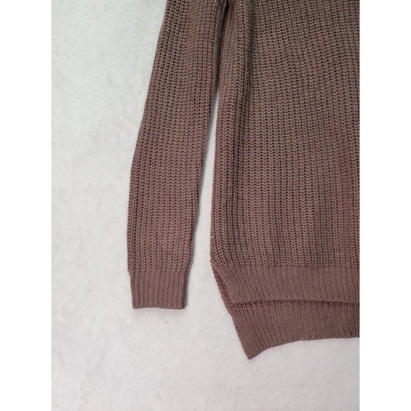 Charlotte Russe Sweater Womens Medium Brown Knit Acrylic Long Sleeve V Neck Slit - Picture 6 of 9